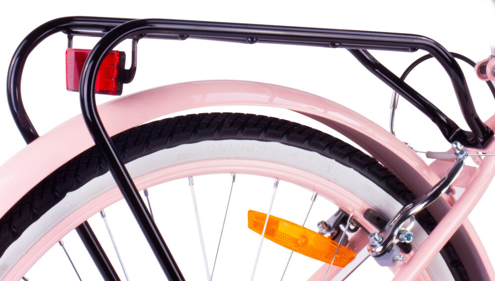 Rower młodzieżowy SUN BABY Heart Bike 24 cale dla dziewczynki Różowy zbliżenie na bagażnik zdjęcie na białym tle bagażnik łatwy transport odciążenie pleców wysoki komfort podróży solidna konstrukcja odporne na warunki atmosferyczne materiały