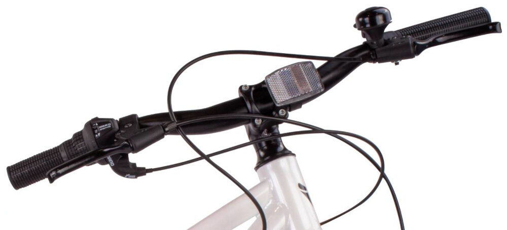 Rower dziecięcy SUN BABY Verdant Calix 20 dla chłopca Biało-różowo-miętowy kierownica na białym tle widoczna pod skosem brak uczucia dyskomfortu jazda w odpowiedniej pozycji ciała uchwyty z antypoślizgowego materiału możliwość regulacji wysokości za pomocą pierścieni dystansowych