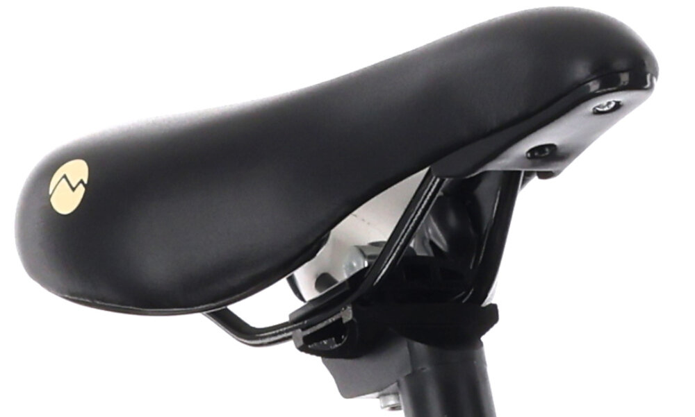 Rower dziecięcy TATRA Mountain 20 cali Kremowo-fioletowy zbliżenie na siodełko siodełko widoczne z boku zdjęcie na białym tle bezpieczna satysfakcjonująca aktywność wygodne siodełko poliuretanowe możliwość regulacji w zakresie od 53 do 81 cm optymalne dopasowanie wysokości