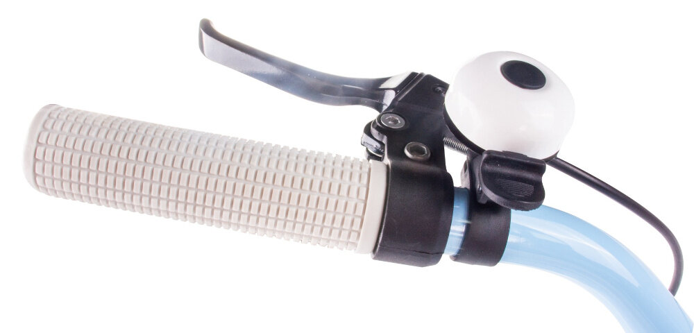 Rower młodzieżowy SUN BABY Heart Bike 24 cale dla dziewczynki Błękitny zbliżenie na manetkę z dźwignią hamulca zdjęcie na białym tle podstawa bezpieczeństwa hamulce V-Brake lekkie duża siła hamowania hamulce z przodu i z tyłu podwójny pakiet bezpieczeństwa dźwignie umiszczne na manetkach