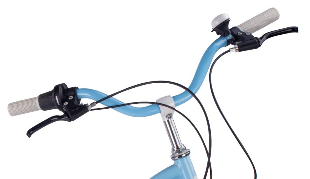 Rower młodzieżowy SUN BABY Heart Bike 24 cale dla dziewczynki Błękitny zbliżenie na kierownicę zdjęcie na białym tle wysoki komfort jazdy brak uczucia dyskomfortu odpowiednia pozycja ciała uchwyty z antypoślizgowego materiału możliwość regulacji