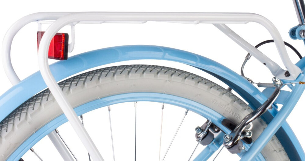 Rower młodzieżowy SUN BABY Heart Bike 24 cale dla dziewczynki Błękitny zbliżenie na bagażnik zdjęcie na białym tle bagażnik łatwy transport odciążenie pleców wysoki komfort podróży solidna konstrukcja odporne na warunki atmosferyczne materiały