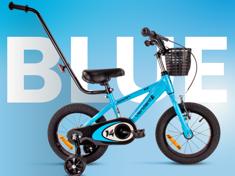 Rower dziecięcy SUN BABY Verdant Rowan 14 cali dla chłopca Niebieski rowerek widoczny bokiem niebieskie tło biały napis blue odpowiednio wyselekcjonowane materiały stalowa 8,25-calowa rama dostosowana do najmłodszych geometria ponadprzeciętna odporność na uszkodzenia mechaniczne i działanie czynników zewnętrznych wybór rozmiaru ramy Twój wzrost mierzony w zrelaksowanej pozycji typ dla dzieci o wzroście od 95 do 105 cm