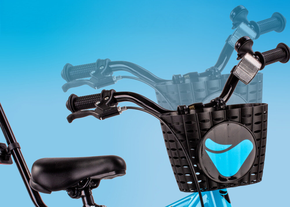 Rower dziecięcy SUN BABY Verdant Rowan 14 cali dla chłopca Niebieski kierownica cienie pokazujące regulację brak uczucia dyskomfortu odpowiednia pozycja ciała uchwyty z antypoślizgowego materiału możliwość regulacji wysokości kierownicy w zakresie od 69 do 73 cm