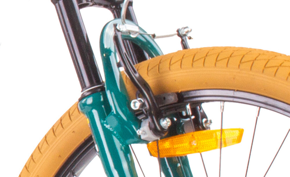 Rower młodzieżowy SUN BABY Verdant 24 cale dla chłopca Zielony zbliżenie na przedni hamulec podstawa bezpieczeństwa hamulce V-Brake lekkie duża siła hamowania hamulce z przodu i z tyłu podwójny pakiet bezpieczeństwa