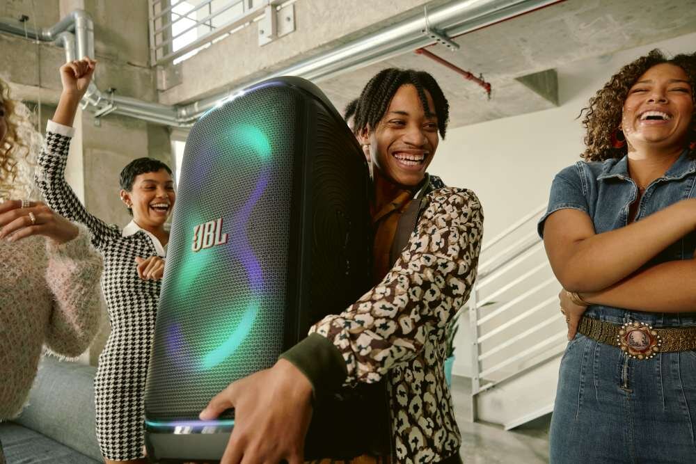 Power audio JBL Partybox Stage 320 APLIKACJA jbl partybox auracast ai sound boost