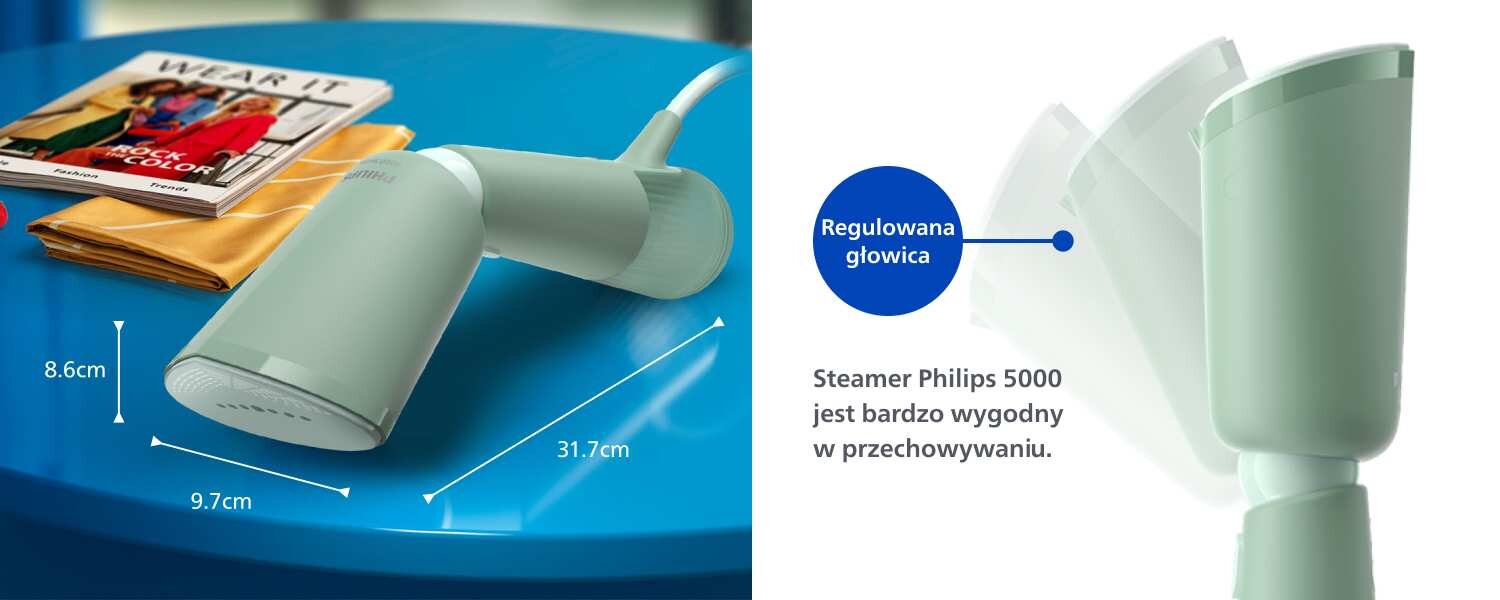 Parownica ma ruchomą głowicę Parownica ma ruchomą głowicę