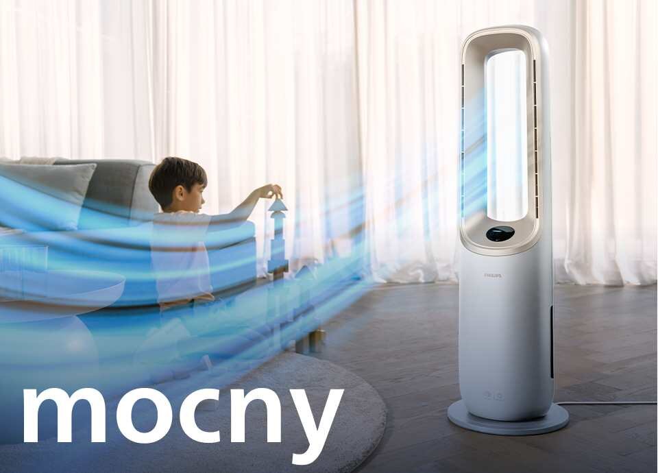 dzięki rotacji do 350° orzeźwiający strumień powietrza dociera w każdy kąt dzięki rotacji do 350° orzeźwiający strumień powietrza dociera w każdy kąt