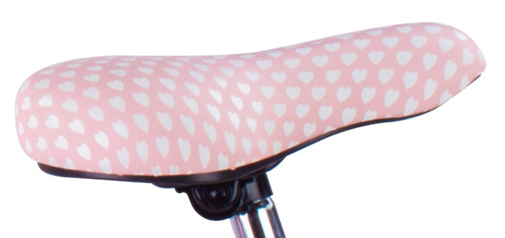 Rower dziecięcy SUN BABY Heart Bike 20 cali dla dziewczynki Różowy zbliżenie na siodełko zdjęcie na białym tle bezpieczna satysfakcjonująca aktywność wygodne siodełko możliwość regulacji