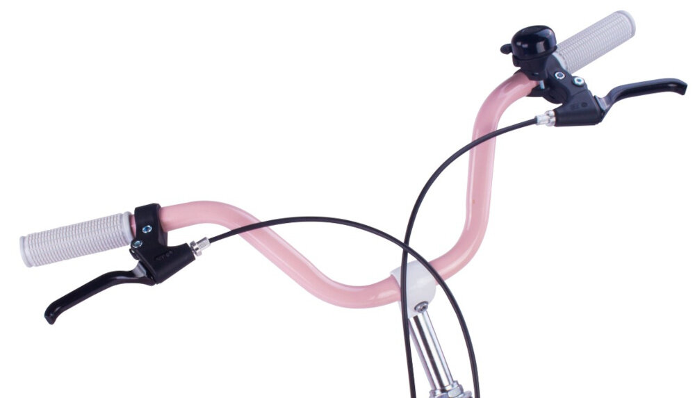 Rower dziecięcy SUN BABY Heart Bike 20 cali dla dziewczynki Różowy zbliżenie na kierownicę zdjęcie na białym tle wysoki komfort jazdy brak uczucia dyskomfortu odpowiednia pozycja ciała uchwyty z antypoślizgowego materiału możliwość regulacji