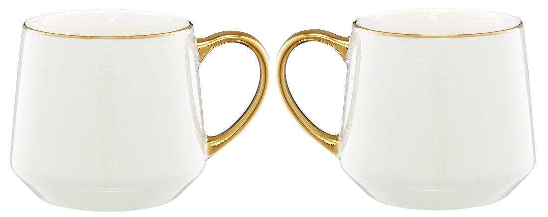 Kubek AMBITION Royal 43613 Biało-złoty Elegancja styl porcelanowy kolor kolorystyka Subtelny złoty rant leganckie ucho dodatek