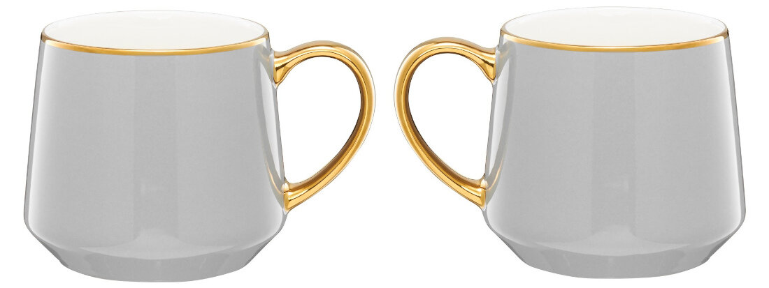 Kubek AMBITION Royal 43614 Szaro-złoty Elegancja styl porcelanowy kolor kolorystyka Subtelny złoty rant leganckie ucho dodatek