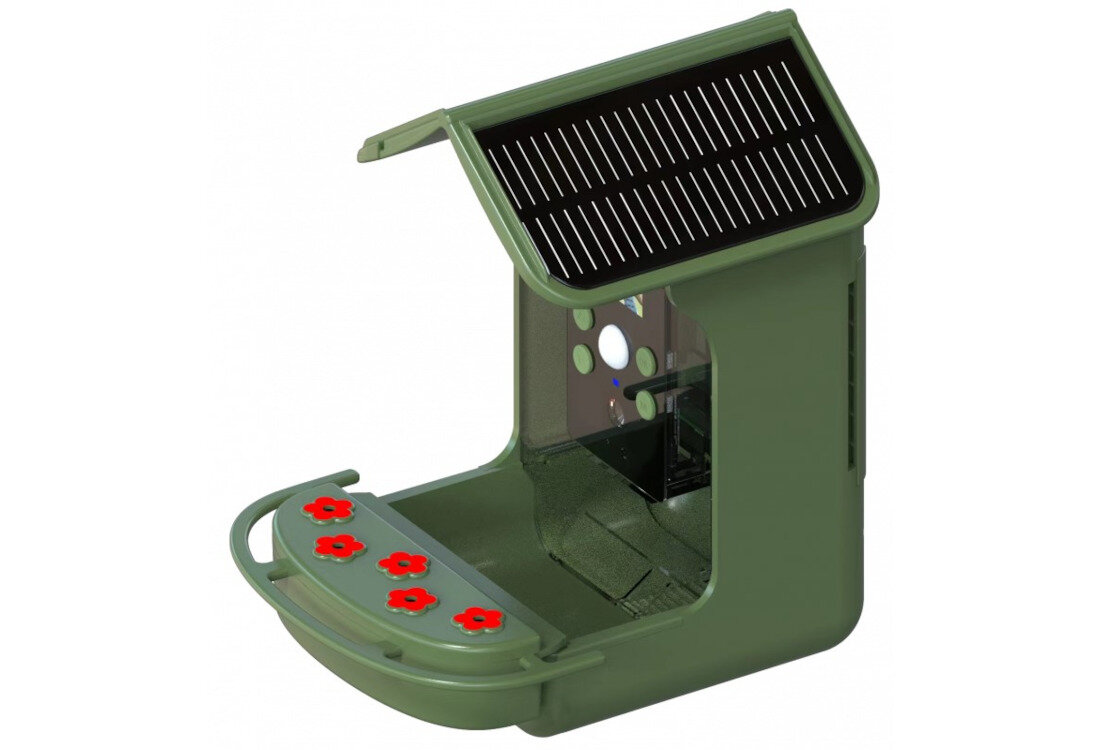 Fotopułapka BRAUN Bird Cam 130 Solar technologia rejestracji karmnik dla ptaków czujnik PIR kąt wykrywania zasięg rejestruje zdjęcia filmy jakość 1080p Full HD czas