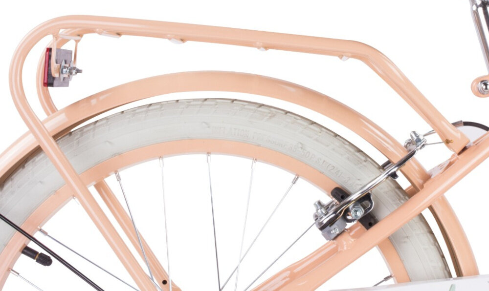 Rower dziecięcy SUN BABY Flower Bike 20 cali dla dziewczynki Morelowy zbliżenie na bagażnik zdjęcie na białym tle bagażnik łatwy transport odciążenie pleców wysoki komfort podróży solidna konstrukcja odporne na warunki atmosferyczne materiały