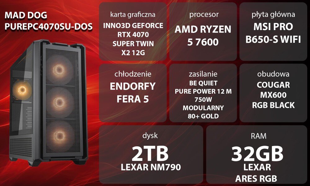 Komputer MAD DOG GeForce RTX4070 Super PurePC Edition 2 opis
