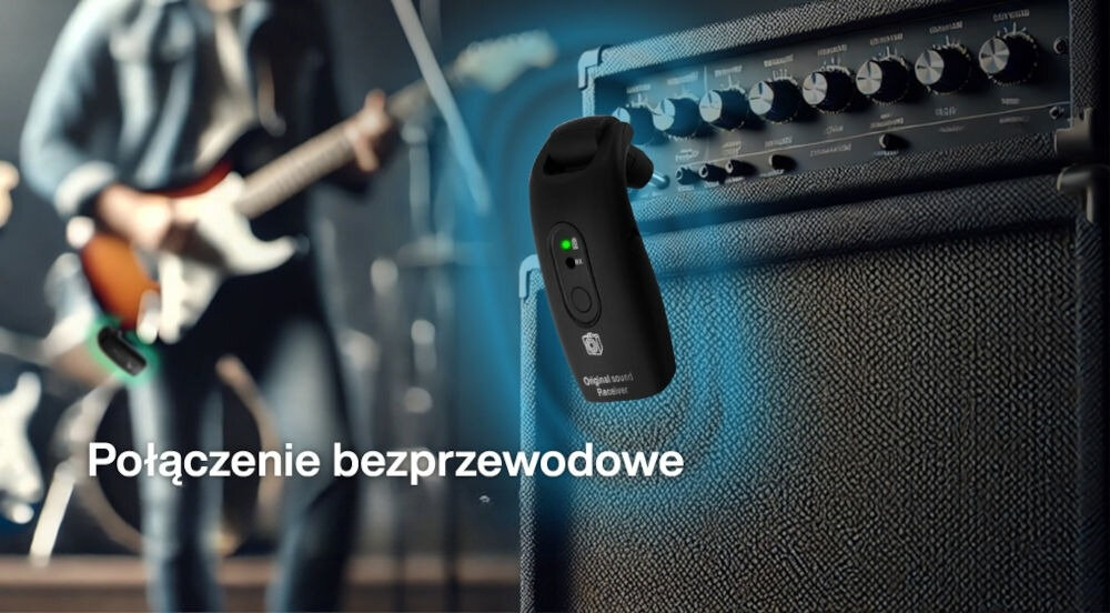 Bezprzewodowy system do gitar MUSICMATE MM-A120 Chordcast bezprzewodowe rozwiązanie pasmo 2,4 GHz dynamika 108 dB opóźnienie poniżej 15 ms
