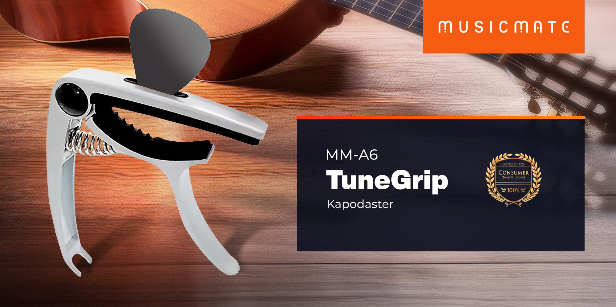 Kapodaster MUSICMATE MM-A6 Tuneclip- Precyzyjne strojenie