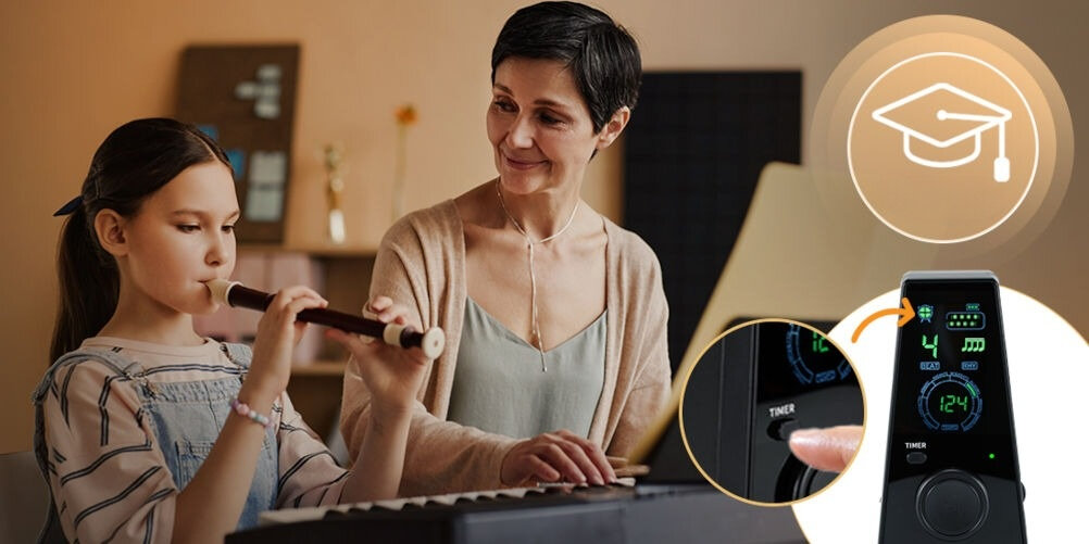 Metronom cyfrowy MUSICMATE MM-DRM055 RhythmWizard zakres tempa od 40 do 208 BPM funkcja timera z czterema opcjami 15, 30, 45, 60 minut