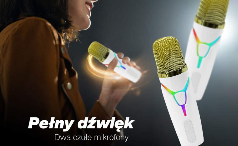 Głośnik mobilny MUSICMATE MM-SC355 Chargetunes dwa bezprzewodowe mikrofony funkcja regulacji głośności 4 efekty wokalne