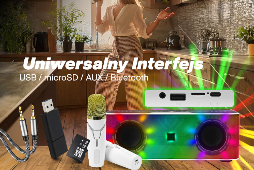 Głośnik mobilny MUSICMATE MM-SC355 Chargetunes obsługa bluetooth 5.3 USB-A micro SD AUX jack 3,5 mm radio FM możliwość przesyłania muzyki ze smartfonów
tabletów laptopów pendrive'ów kart pamięci