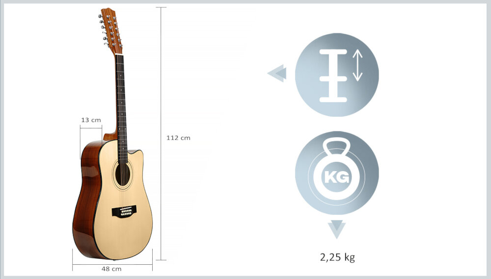 Gitara akustyczna 12-strunowa MUSICMATE MM-G100 StringSymphony - Wytrzymałość i precyzja wykonania