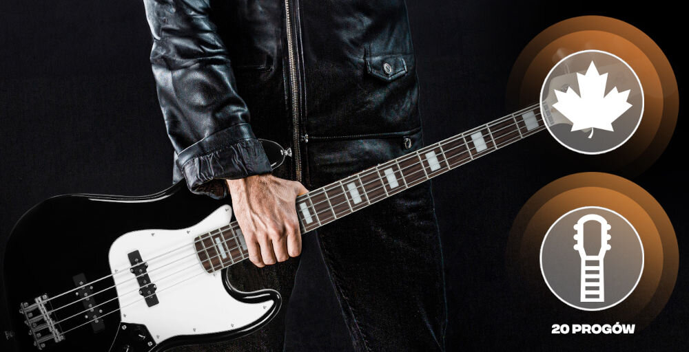 Gitara elektryczna basowa MUSICMATE MM-G175-B BassPulse Czarny
styl i trwałość w jednym, łączy naturalny wygląd z solidnym wykonaniem, korpus z drewna Tung z błyszczącym wykończeniem,
gryf z klonu, 20 progów, człowiek trzymający gitarę, koło z grafiką liścia klonu, koło z grafiką gryfu gitarowego, biały napis 20 progów
