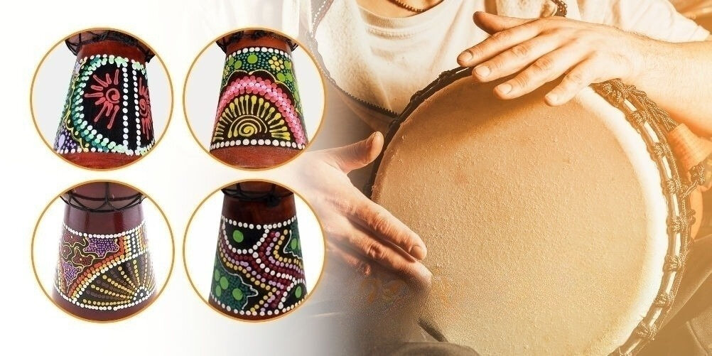 Bęben Djembe MUSICMATE MM-DRM50 ShelfSound przynosi wiele korzyści rozwija rytmikę koordynację ruchową redukuje stres buduje więzi społeczne wspiera kreatywność może być wykorzystywany do terapii muzycznej