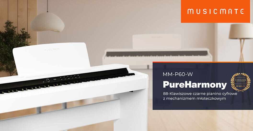 Pianino cyfrowe MUSICMATE MM-P60-W PureHarmony Biały
