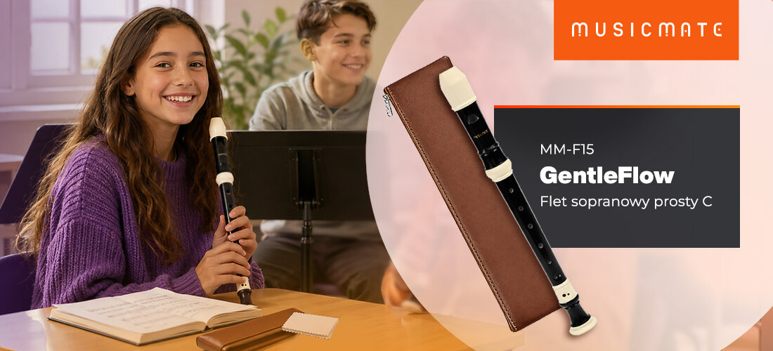 Flet sopranowy prosty C MUSICMATE MM-F15 GentleFlow do nauki gry, lekka konstrukcja