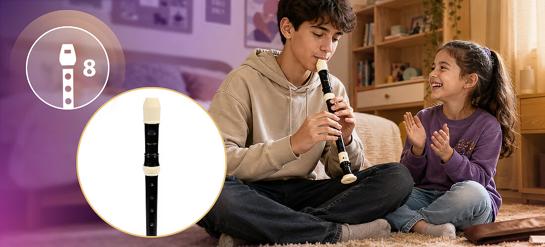 Flet sopranowy prosty C MUSICMATE MM-F15 GentleFlow, korpus ABS, masa 0,1 kg, czarno-kremowe wykończenie