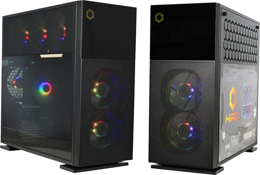 Komputer NTT HIRO Wingman ZKG-I5B760-OB1 i5-14400F 32GB RAM 1TB SSD GeForce RTX4060 Windows 11 Home Pasha Edition obudowa wygląd podświetlenie chłodzenie procesora wentylatory