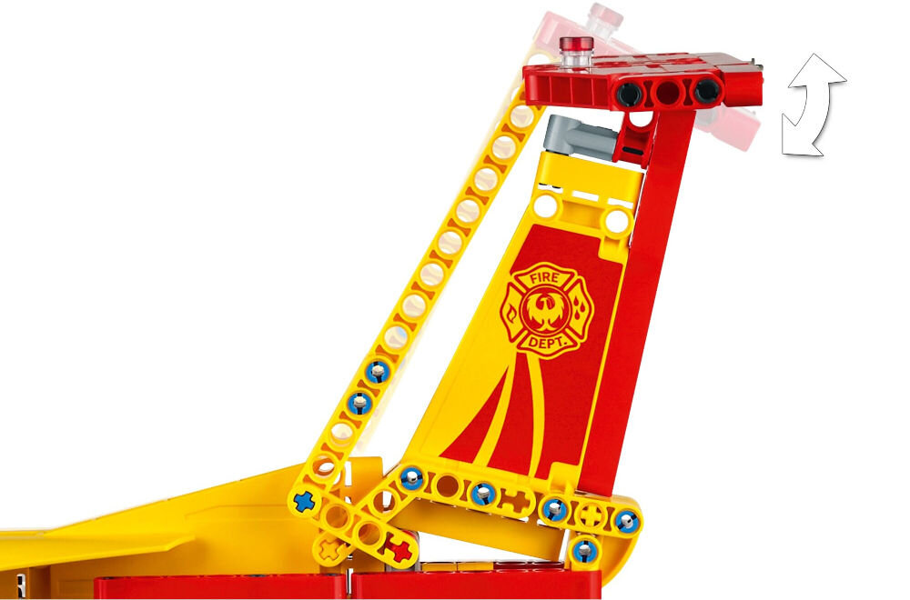 LEGO 42152 Technic Samolot gaśniczy możliwość podnoszenia i opuszczania podwozia, obracania śmigła, otwierania włazu ładunkowego i symulowania gaszenia pożarów