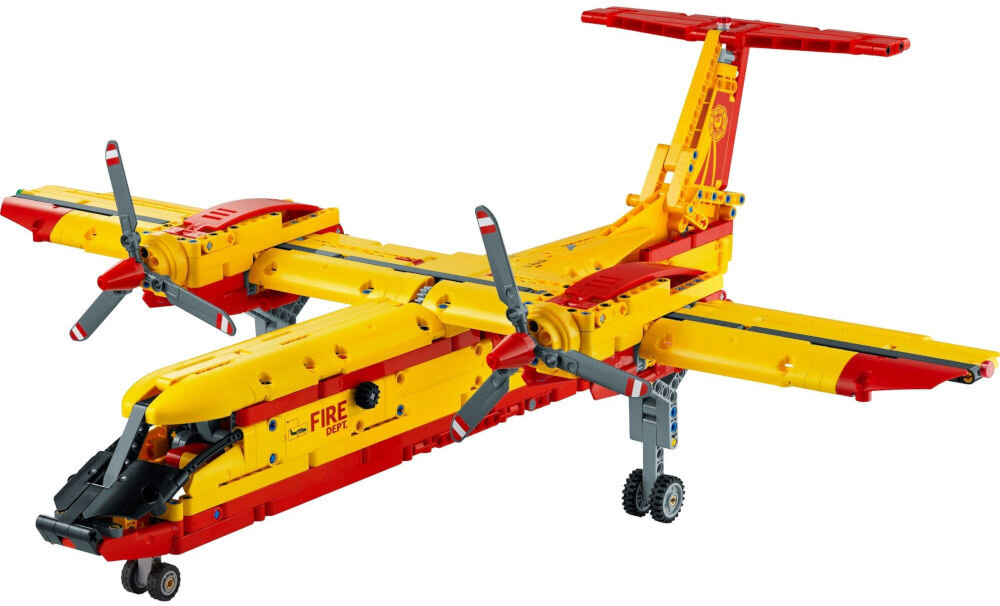 LEGO 42152 Technic Samolot gaśniczy wiele możliwości zabawy i odkrywania regulowane podwozie obracające się śmigła ruchome klapy ogonowe