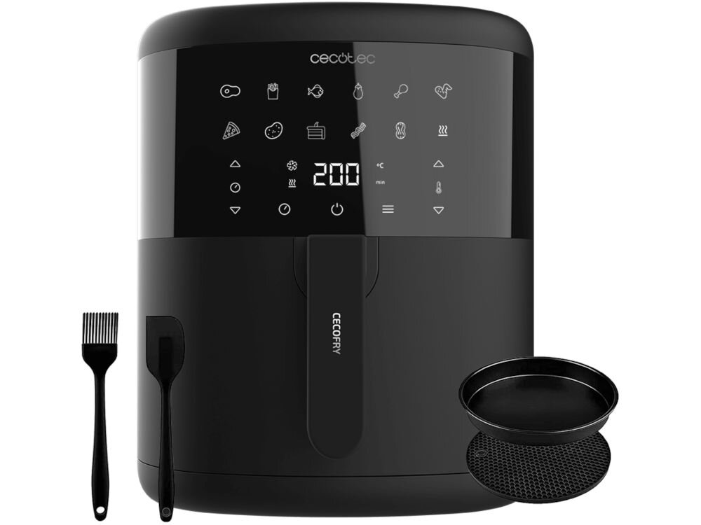 Frytkownica beztłuszczowa CECOTEC Cecofry Bombastik 6000 Full Air Fryer koszyk klacha do pieczenia forma silikonowy pędzel silikonowa szpatułka dokumentacja