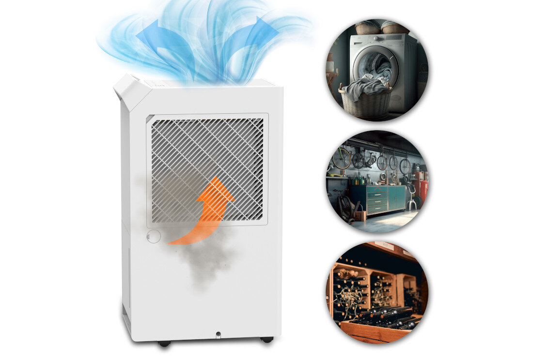 Osuszacz WEBBER DEC600 Gland Wszechstronne zastosowanie  w pralniach, piwnicach i pomieszczeniach narażonych na wilgoć pomaga chronić budynek Funkcja automatycznego odszraniania