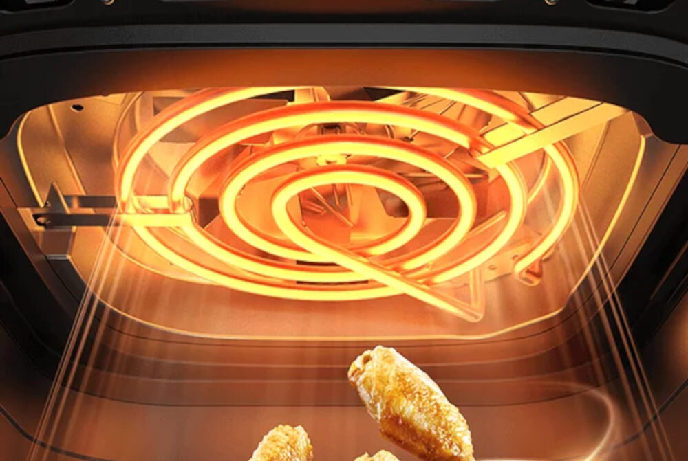 XIAOMI Essential 56655 Freidora de aire COMIDAS Tecnología de calentamiento por convección de 360° Cuchillas en espiral Doble costilla Placa de fritura ciclónica 3D Resultados perfectos Cocción uniforme