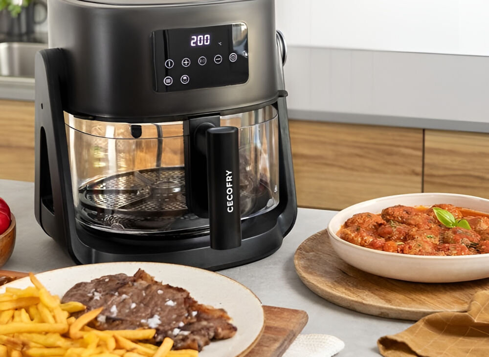Frytkownica beztłuszczowa CECOTEC Cecofry Flip&Grill 4500 Air Fryer 6 automatycznych trybów ulubione potrawy wybranie rodzaju potrawy dostosowanie czasu gotowania i temperatury uproszczony proces gotowania wybór odpowiedniego trybu idealne efekty