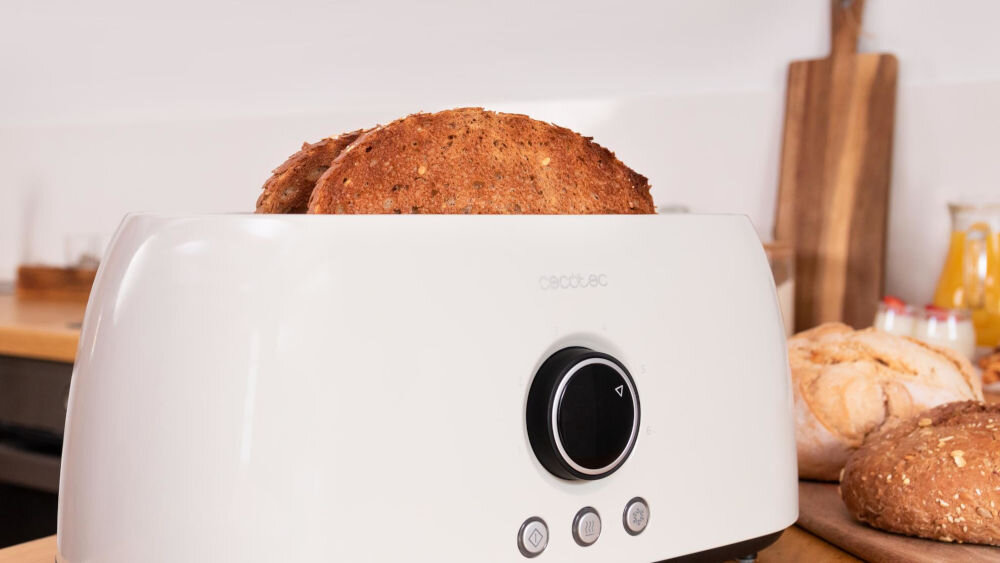 Toster CECOTEC ClassicToast 15000 Extra Double Beżowy sześć poziomów opiekania dostosowywanie intensywności przypiekania delikatnie zarumienione mocno wypieczone szeroki wybór stopień przypieczenia