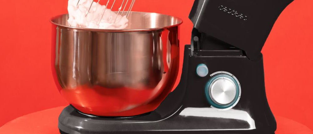Robot kuchenny planetarny CECOTEC Cecomixer Merengue 1200 W pojemna 5 litrowa misa ze stali nierdzewnej duża pojemność przygotowywanie dużych porcji solidna konstrukcja misy trwałość stabilność większa ilość ciasta lub innych dań 