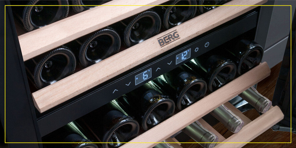 Chłodziarka do wina BERG BRGSW24 Dwustrefowe przechowywanie ustawienia różne temperatury białe czerwone wino