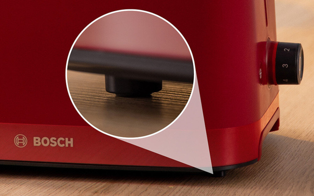 Toster BOSCH TAT3M124 Bezpieczeństwo podczas pracy Gumowe nóżki podstawa