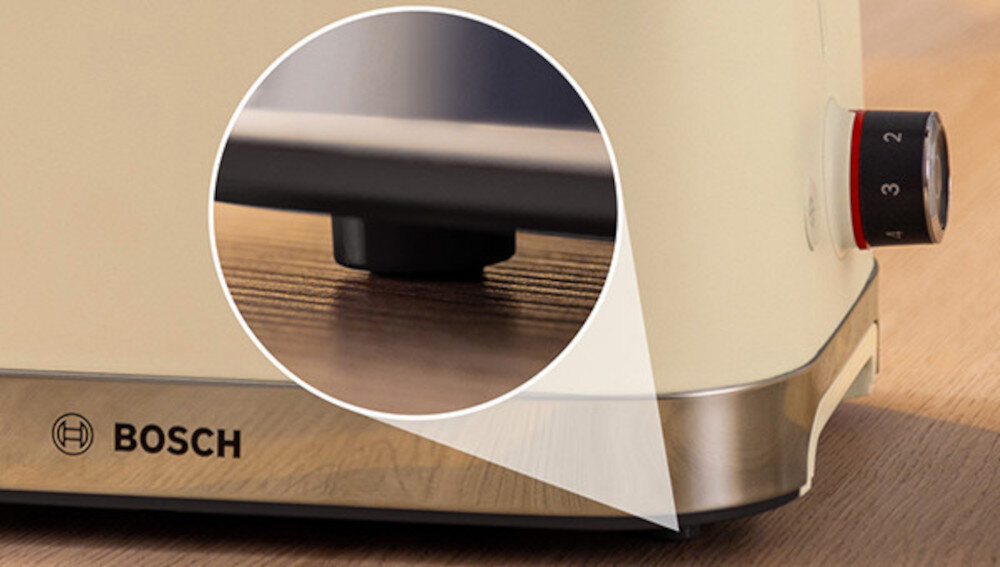 Toster BOSCH TAT4M227 Bezpieczeństwo podczas pracy Gumowe nóżki podstawa