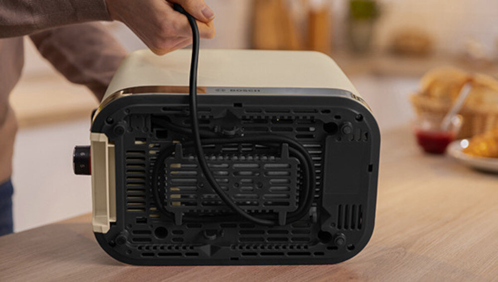 Toster BOSCH TAT4M227 Schowek na przewód przechowywanie regulacja długości dostosowanie komfort użytkowanie