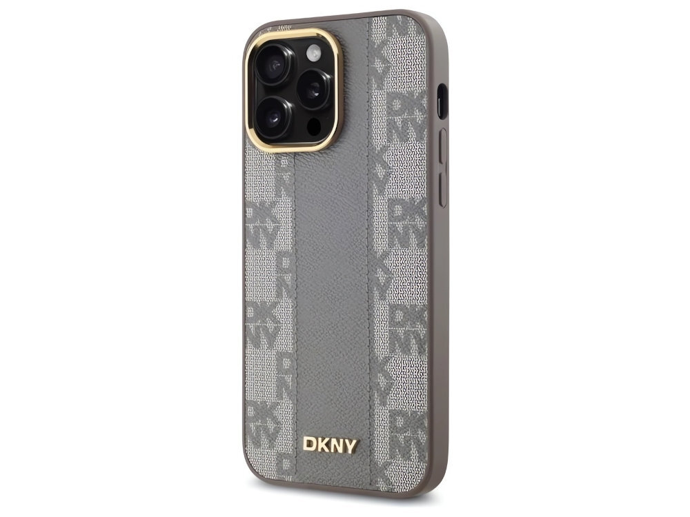 Etui DKNY Leather Checkered Wbudowane magnesy technologią MagSafe ładowarek bezprzewodowych akcesoriów MagSafe