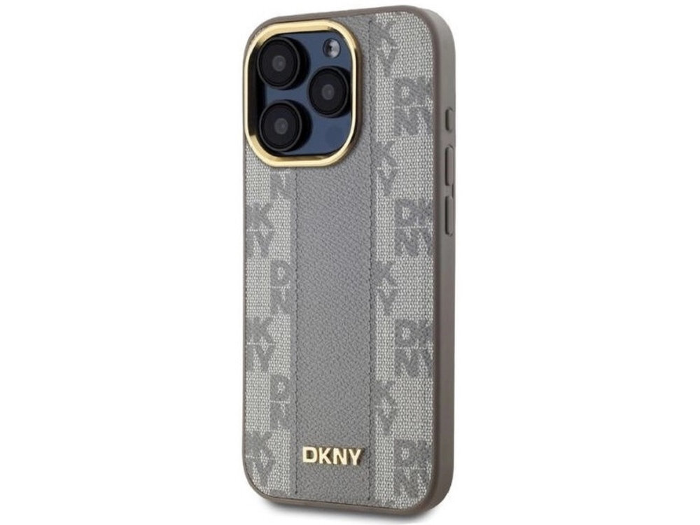 Etui DKNY Leather Checkered wygodny chwyt łatwy dostęp do portów, przycisków aparatu wycięcia
