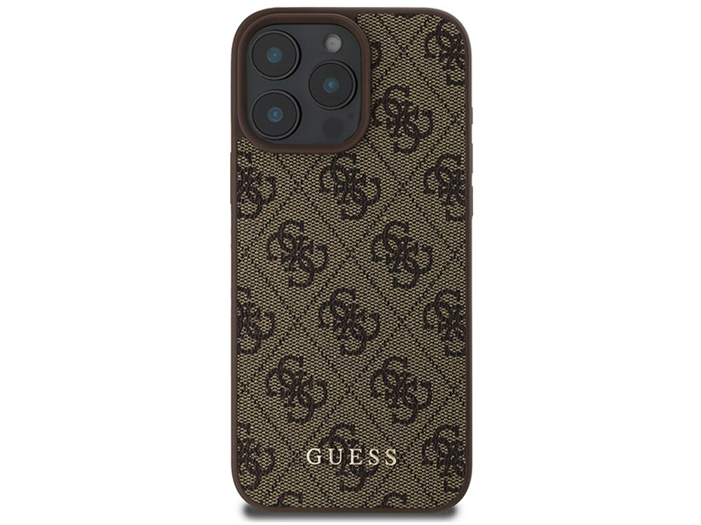 Etui GUESS 4G Classic do Apple iPhone 16 Pro Max Brązowy montaż ramka dopasowanie komfort