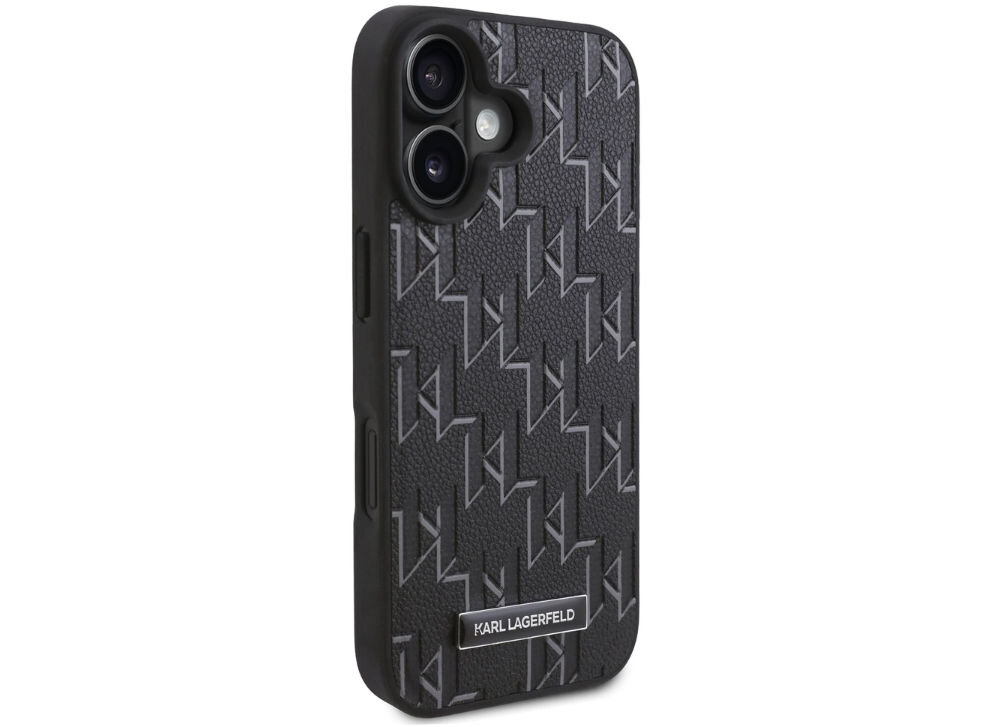 Etui KARL LAGERFELD Hot Stamp MagSafe do Apple iPhone 16 Czarny
             efekt Hot Stamp minimalistyczny projekt wzbogacony o delikatne detale metalowa naszywka z logo Karla Lagerfelda kompatybilność z MagSafe szybkie ładowanie możliwość korzystania z magnetycznych akcesoriów