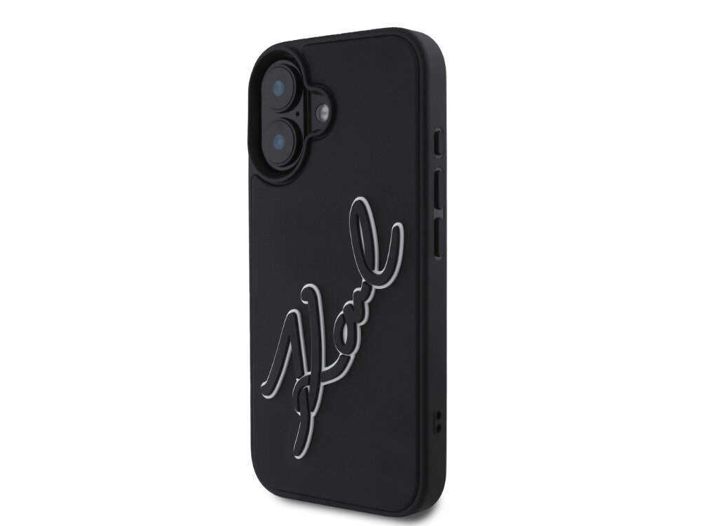 Etui KARL LAGERFELD 3D Rubber Signature do Apple iPhone 16 Czarny etui case pokrowiec plecki