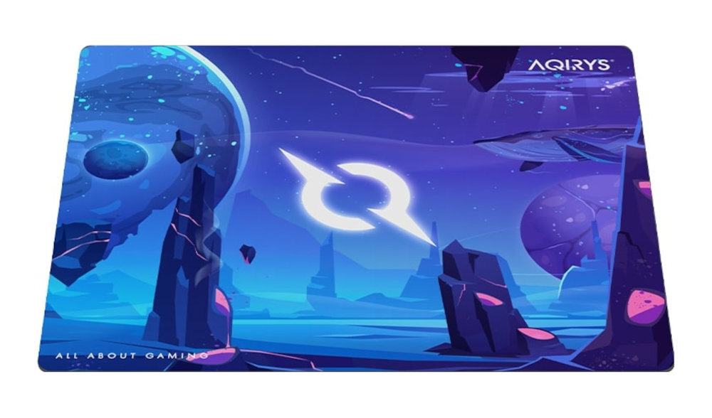 Podkładka AQIRYS Kraken Wodoodporna powłoka zabrudzenia można usunąć wilgotną ściereczką - podkładka od góry pod skosem na białym tle