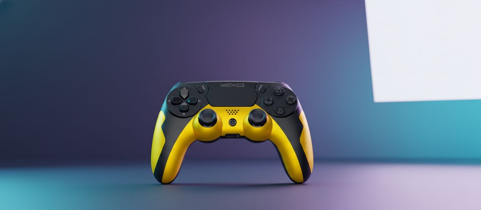 czarno-zółty pad Yaxo Hornet Fury na fioletowym tle